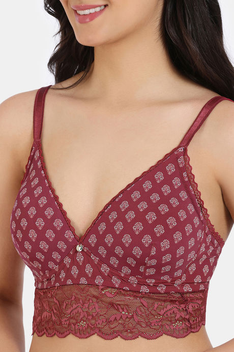 Zivame X Monisha Jaising Padded Non Wired Medium Coverage Lace Bra - Maroon Print — image 5